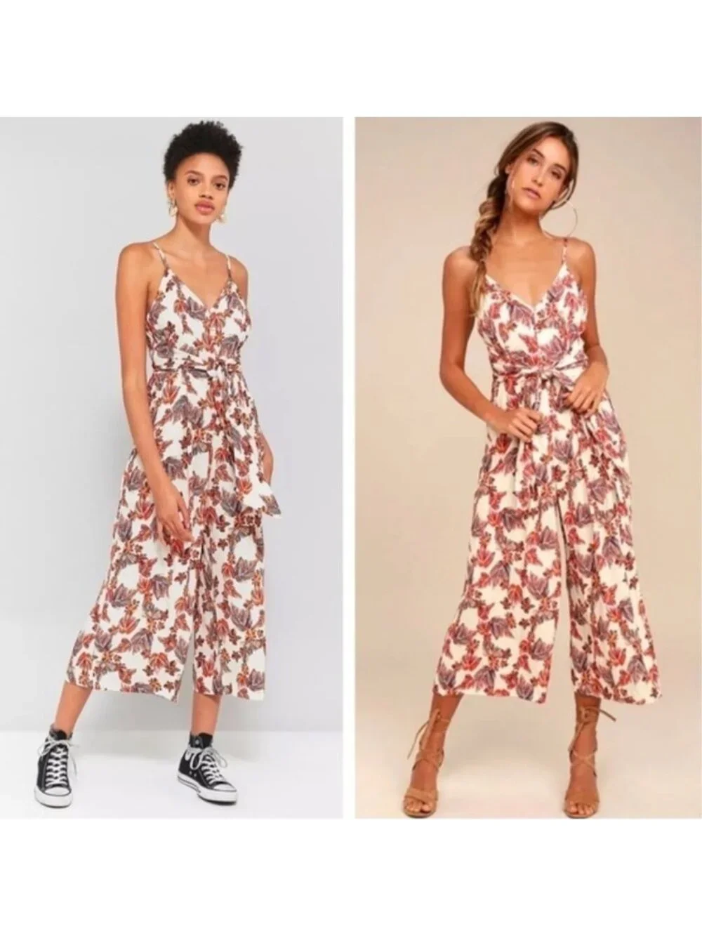 Free People Hot Tropics Floral Cropped Wide Leg Jumpsuit 2
